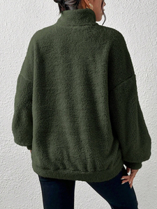 Sweat-shirt à capuche en molleton de couleur unie pour femmes personnalisées, sweat-shirt en polaire épais et chaud pour dames - Product Image 6
