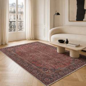 Tapis lavable vintage RWK304203 Provenance Garnet de Rug Weavers, chenille lavable, 10 tailles, vente en gros, dropshipping - Product Image 2