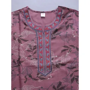 Camisón con Estampado Floral Alpino, Bolsillo Lateral, Bordado en el Escote, Talla 3XL, Material Suave de Spandex, Logotipo Personalizado, Cintura Elástica, ODM - Product Image 6