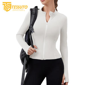 Women's Lightweight Long Sleeve UPF 50+ Hoodie Breathable Full Zip Winter Workout Sun Protection with <b>Stand</b> Collar - Product Image 1