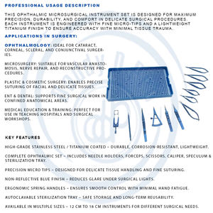 DADDY D PRO Juego de Cirugía de glaucoma oftálmico Premium 13 piezas Microcirugía ocular e instrumentos quirúrgicos LASIK Kit de acero inoxidable - Product Image 6