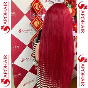 Pelucas de encaje de cabello humano, Color rojo, estilo liso, Frontal prearrancado, sin enredos, 100, brasileño, oferta - Product Image 3