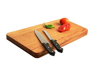 เขียงหั่นผักทำจากไม้ทรงสี่เหลี่ยมผืนผ้าเขียงสีขาวและน้ำตาล - Product Image 1