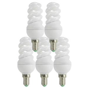 Bombilla Espiral Mini de Bajo Consumo DON FELIZ, Base Pequeña E14, Luz Cálida/Amarilla 3200K, Cristal, 13/15/18/20W, Sensor de Luz - Product Image 1