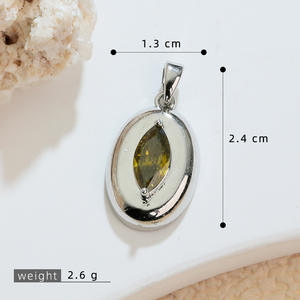 Оптовая продажа, латунный Овальный кулон с камнем <span class=keywords><strong>Marquise</strong></span> <span class=keywords><strong>CZ</strong></span>, простой геометрический Шарм для изготовления ювелирных изделий ожерелья - Product Image 5