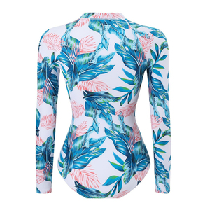 Traje de Baño de Manga Larga con Estampado Floral, Protección UV UPF50+, Protección Solar, Impresión Digital Completa por Sublimación, 1 Pieza, Frente - Product Image 3