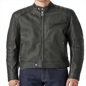 Chaqueta de Cuero Personalizada Estilo Motociclista, Chaqueta de Cuero Bomber de Moda Urbana, Chaqueta de Invierno con Forro Acolchado - Product Image 1