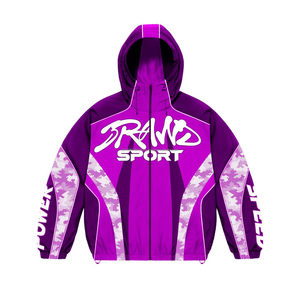 Conjunto de Ropa Deportiva Ligera con Logotipo Bordado Personalizado de Fábrica OEM de Alta Calidad, Chaqueta Cortavientos de Nailon de Talla Grande - Product Image 3