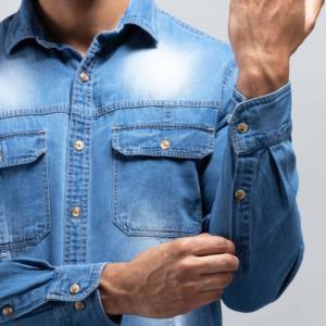 Fashionable Jeans <b>Shirts</b> Stylish <b>Denim</b> Button Closure Turn Down Collar T-<b>shirt</b> <b>For</b> <b>Men</b> With Custom Logo Summer <b>Shirts</b> <b>for</b> Boys - Product Image 2