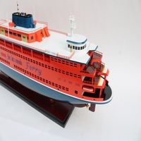 Modèle de bateau ferry de Staten Island, en bois d'acacia de haute qualité, imitation antique peinte, décoration d'intérieur, en vente ! Fabriqué au Vietnam, aux États-Unis
