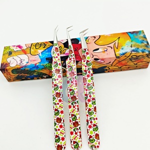 Aislamiento logotipo personalizado 90 grados Acero inoxidable plateado precisión brillo diamante agarre pestañas extensión pinzas - Product Image 5