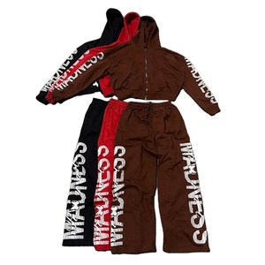 Custom Rhinestone Flared Tracksuit Hoodie and <b>Bell</b> Bottom Pants Streetwear - Product Image 1