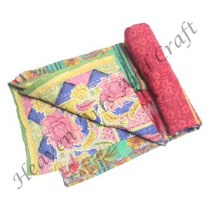 Colors Kantha <b>Quilts</b> - Print Kantha <b>Quilts</b> Lot Indian Reversible Hand Stitched Heavy Throw Old Sari Blanket Patch Work Heavy - Product Image 3