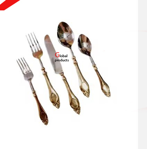 Ensemble de couverts à finition dorée en acier inoxydable et métal d'aspect classique pour restaurant et bar d'hôtel - Product Image 4