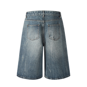 OME-Jean ample à coupe ample pour homme, vêtement de ville en vrac délavé à l'acide, short en jean surdimensionné Y2K, 3/4 de longueur - Product Image 3