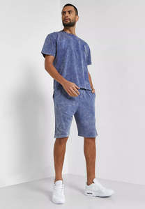 Oversize Summer Fashion 2PC <b>Set</b> Cotton Breathable Short Sleeve Acid Washed T Shirt and Shorts Casual Sports Suit Male Clothing - Product Image 6