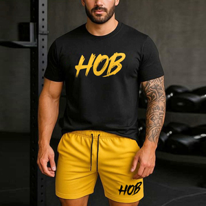 Camiseta de algodón 100% personalizable Unisex para hombre, conjunto de pantalones cortos, ropa de calle con serigrafía de 300gsm, pantalones cortos personalizables, camisetas - Product Image 5