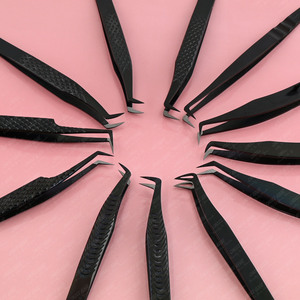 Extensions de cils haut de gamme pince à épiler méga Volume pince à cils nouvelle pointe de botte noir 75 degrés mince pointe de botte pince à épiler en acier inoxydable - Product Image 4