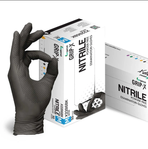 ถุงมือไนไตรล์ปราศจากผงเพชรสีดำ/ส้มสำหรับใช้ในอุตสาหกรรมป้องกันมือและแขน - Product Image 2