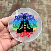 Plat Pengisian Energi Selenite Alami untuk Meditasi & Simbol Chakra untuk Penyembuhan Reiki Grosir Plat Pengisian Energi Selenite grosir