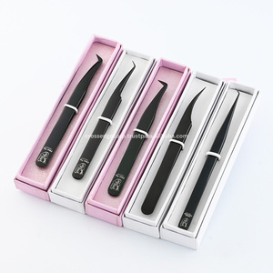 Venta al por mayor punta de fibra pinzas para pestañas pinzas para extensión de pestañas bota punta recta y curva volumen 90 grados pinzas Levantamiento de pestañas - Product Image 1