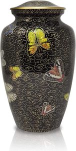 Black & Red Rose Floral Cremation Urn Handcrafted Large Metal Urn <b>for</b> Adult <b>Ashes</b> Custom Size With Modern Style - Product Image 5