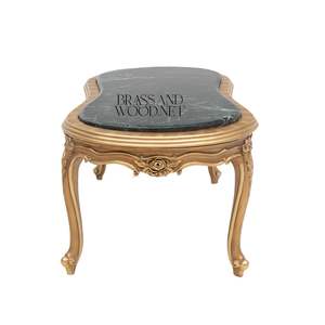 โต๊ะกาแฟหินอ่อนสีเขียวรูปไตสุดหรู พร้อมโครงไม้แกะสลักสีทองและขาโค้งมนสวยงามสำหรับตกแต่งบ้าน - Product Image 5