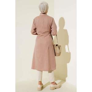 Stitch Detailed Cintura String Túnica Latte - Product Image 1