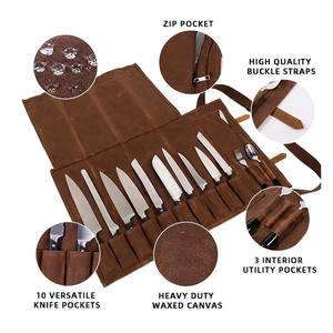 Bolsa Organizadora de Cuchillos de Chef Plegable, Resistente a Olores, de Lona y Cuero, Cómoda y Duradera, Estuche de Transporte para Herramientas de Cocina LCK-0029 - Product Image 3