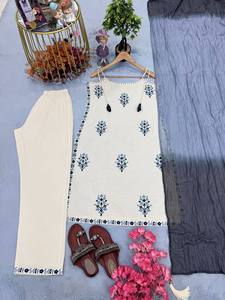 Nuevo Conjunto de Diseñador Tradicional Informal para Graduación de Secado Rápido para Todas las Temporadas, Top de Tirantes, Pantalón y Dupatta de Kora Khadi Puro para Mujer, Modelo RADHE - Product Image 5