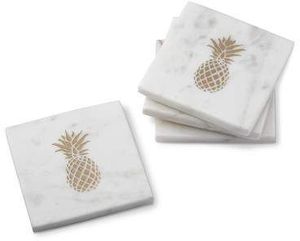 Prix de gros Sous-verres de luxe en pierre de marbre blanc Lot de 4 avec bandes dorées Tapis de boisson élégants pour la protection de la table à vendre - Product Image 4