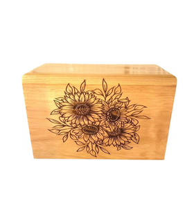 Urna de Cremación de Madera de Girasol para Adultos, Urna de Cremación Floral, Urnas de Madera Hechas a Mano con Nuevo Diseño, Urnas Funerarias - Product Image 1