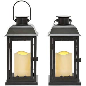 Set of 3 <b>Black</b> Lantern Style Garden Metal Hurricne Lantern Easy-to-Place Outdoor Iron <b>Candle</b> <b>Holder</b> for Christmas Decor - Product Image 2