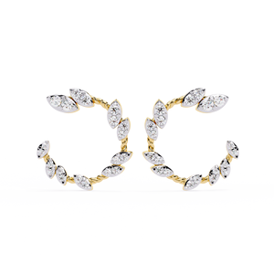 Pendientes de Botón con Forma de Pétalo de Marquesa para Mujer, Diseño Floral Elegante, Corte Brillante de Diamante, Estilo Vintage, Aleación de Zinc, Chapado en Oro de 14K - Product Image 1