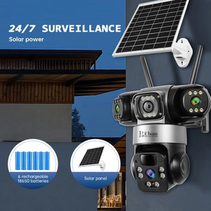 Caméra solaire Regis 3 objectifs 4G, caméra IP HD 12MP V380 Pro, faible consommation d'énergie, sans fil, extérieure, étanche, vision nocturne, bidirectionnelle, PTZ, mobile - Product Image 4