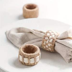 Accesorios de mesa de forma redonda hechos de ratán, servilleteros, artículos para el hogar y la cocina, anillos de sujeción de tejido, precio asequible - Product Image 4