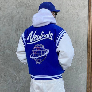 OEM vente en gros unisexe vintage Varsity Letterman veste logo personnalisé chenille broderie hiver laine toile tissu à capuche XL léger - Product Image 3
