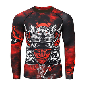 เสื้อรัดกล้าม MMA แขนยาวทุกขนาด ผลิตอย่างมืออาชีพ ราคาขายส่ง ผลิตจากโพลีเอสเตอร์ 100% แห้งเร็ว ป้องกันแบคทีเรีย - Product Image 2