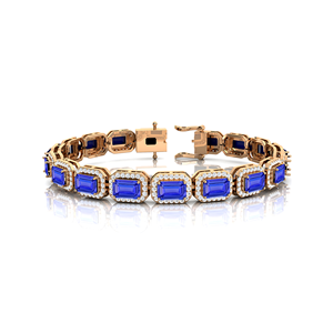 Bracelet tennis en or pur 14 carats avec tanzanite naturelle et diamants 2026, design élégant, bijoux fins, cadeau d'anniversaire - Product Image 2