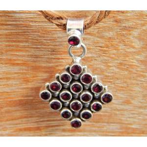 925 argent Sterling naturel grenat pendentif janvier pierre de naissance pendentif carré bijoux en or faits à la main numéro Unique motif cadeau - Product Image 2