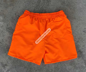 Pantalones cortos de algodón/poliéster personalizados naranja neón transpirables más vendidos, diseño cortavientos de punto, logotipo serigrafiado, cintura elástica - Product Image 3
