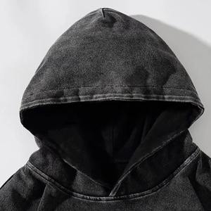 Sudadera con capucha de algodón puro 260gm Vintage Loose-Fit Washing Distressed Cross-Border E-Commerce Versión en blanco Ligero - Product Image 3