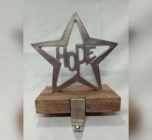 Export Quality Metal & Wood Snowflake <b>Christmas</b> <b>Stocking</b> <b>Hangers</b> Durable Holiday Decor at Best Price - Product Image 2