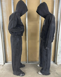 Street Fashion Heavyweight Fleece Men Sweatpants and Full Face Zip up Hoodie Set Custom 3D Puff Print 2 Pieces Men <b>Tracksuit</b> Set - Product Image 4