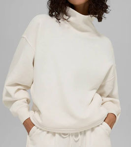 Pull à col montant uni brodé personnalisé, manches longues, ample, streetwear, survêtement d'hiver pour femmes, polaire - Product Image 6