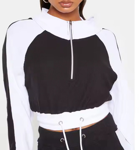 Femmes 400GSM solide coton à capuche en gros personnalisé imprimé goutte épaule récolte pour l'hiver sans cordon - Product Image 2