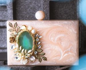 Clutch <b>Bag</b> Marble Color Resin Geometric Shape Resin Marble Color <b>Evening</b> <b>Bag</b> With <b>Gold</b> Strap for Part - Product Image 5