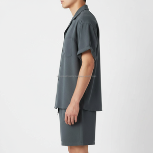 Ensemble décontracté pour homme sur mesure OEM - Chemise à manches courtes et short gris ardoise, tenue d'été 2 pièces - Product Image 5