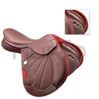 Selle de dressage et de saut de qualité supérieure, confortable, durable, avec siège en cuir véritable souple et arceau en bois, pour l'équitation anglaise.