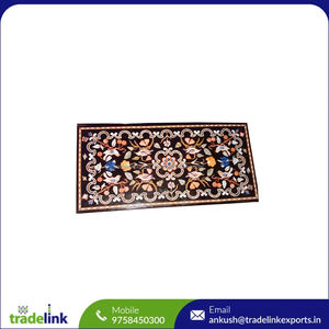 Dessus de table incrusté de marbre Meubles de salon luxueux avec motif imprimé Noir moderne élégant - Product Image 6